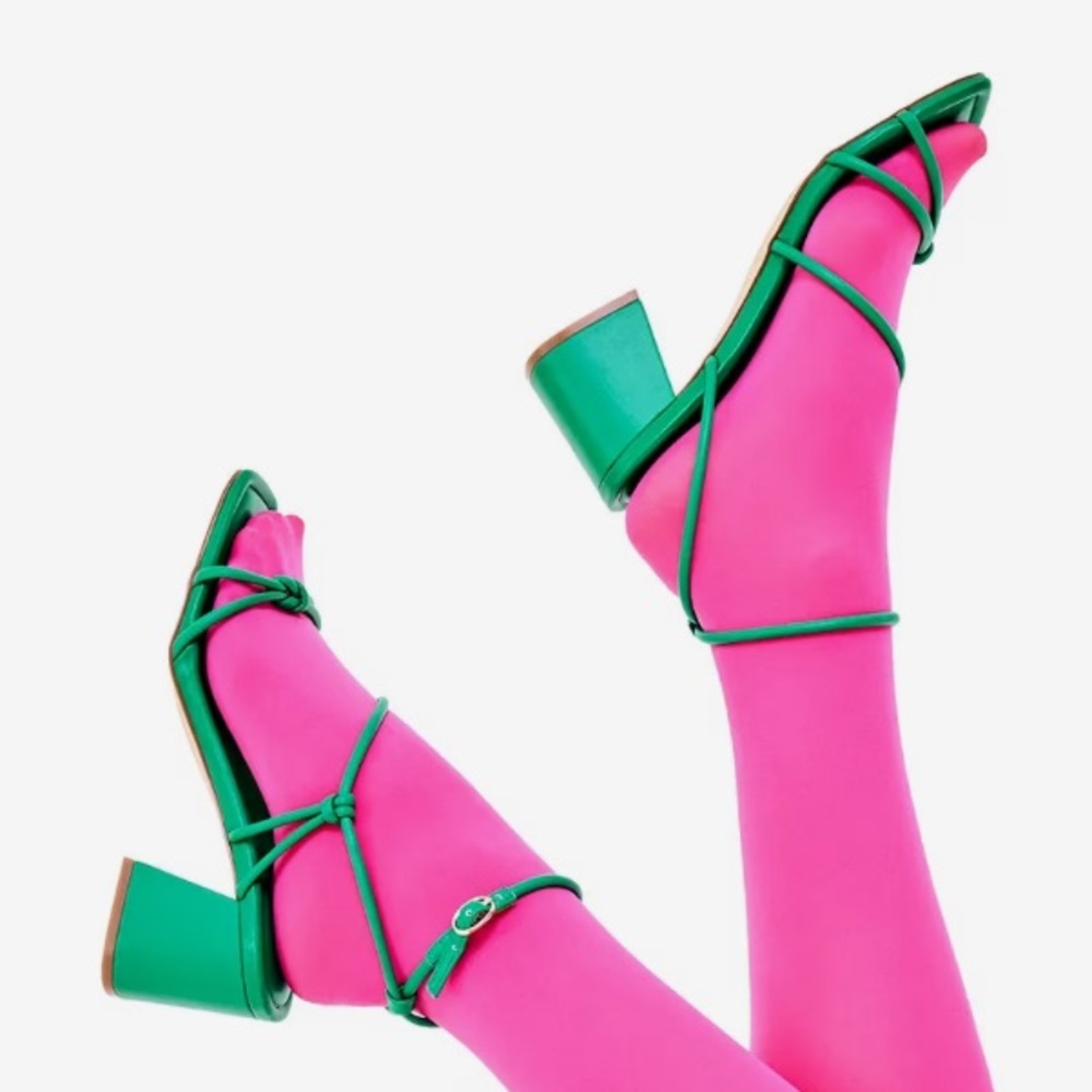 Marc Fisher Gurion Block Heel Green Strappy Sandal Size 9.5